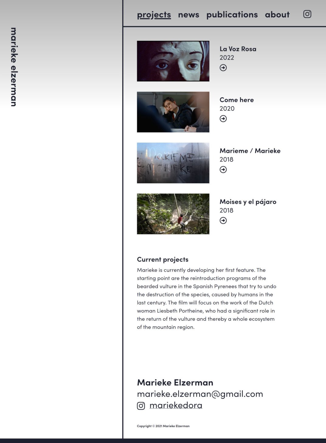 Marieke Elzerman filmmaker website screen - 