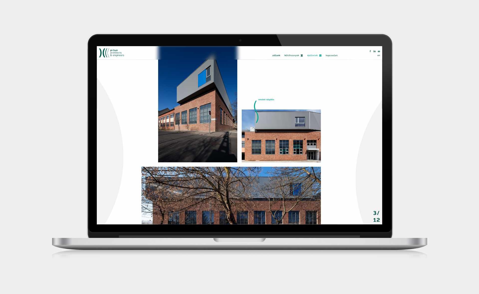 PI-HUN website UI design and development desktop single building