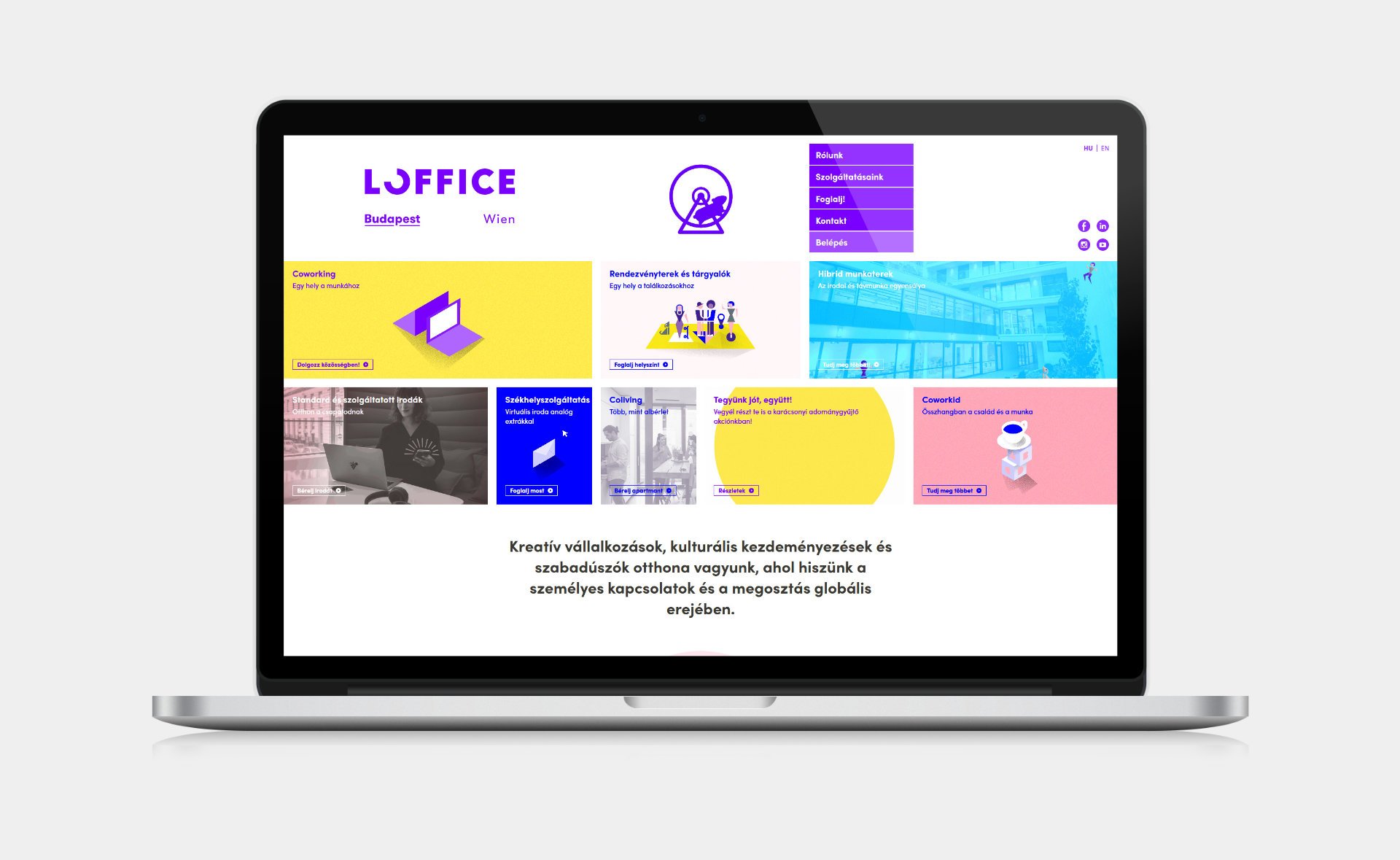 Custom designed webportal development for Loffice Home page on desktop