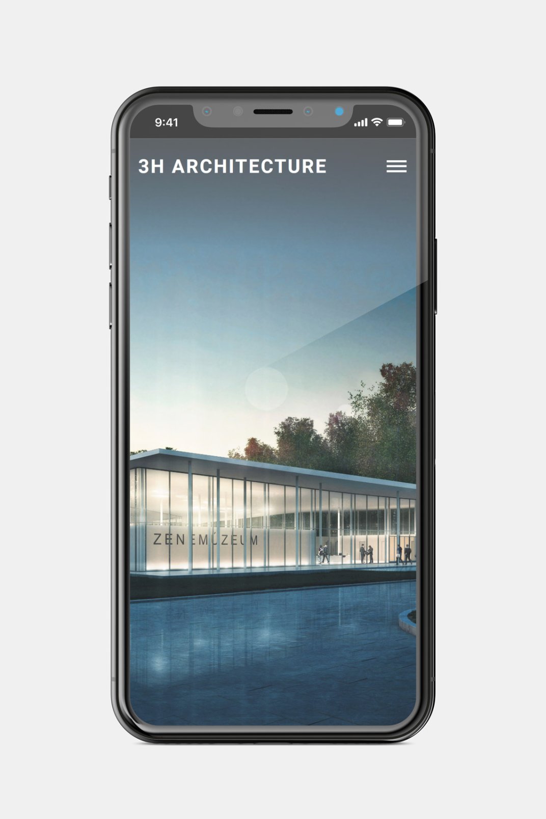 3h Architecture custom designed website development home page on phone