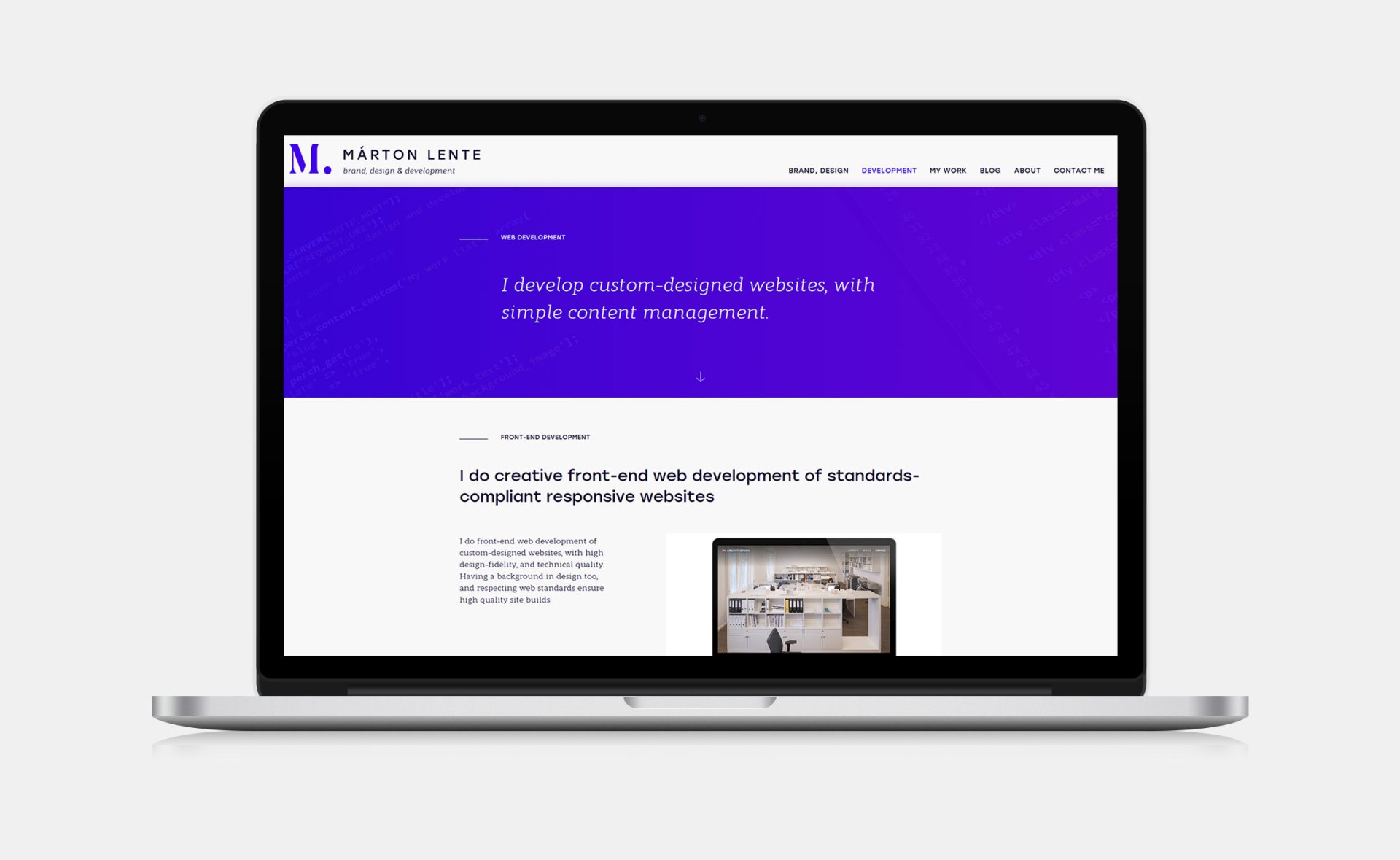 Márton Lente responsive web design web development page on desktop