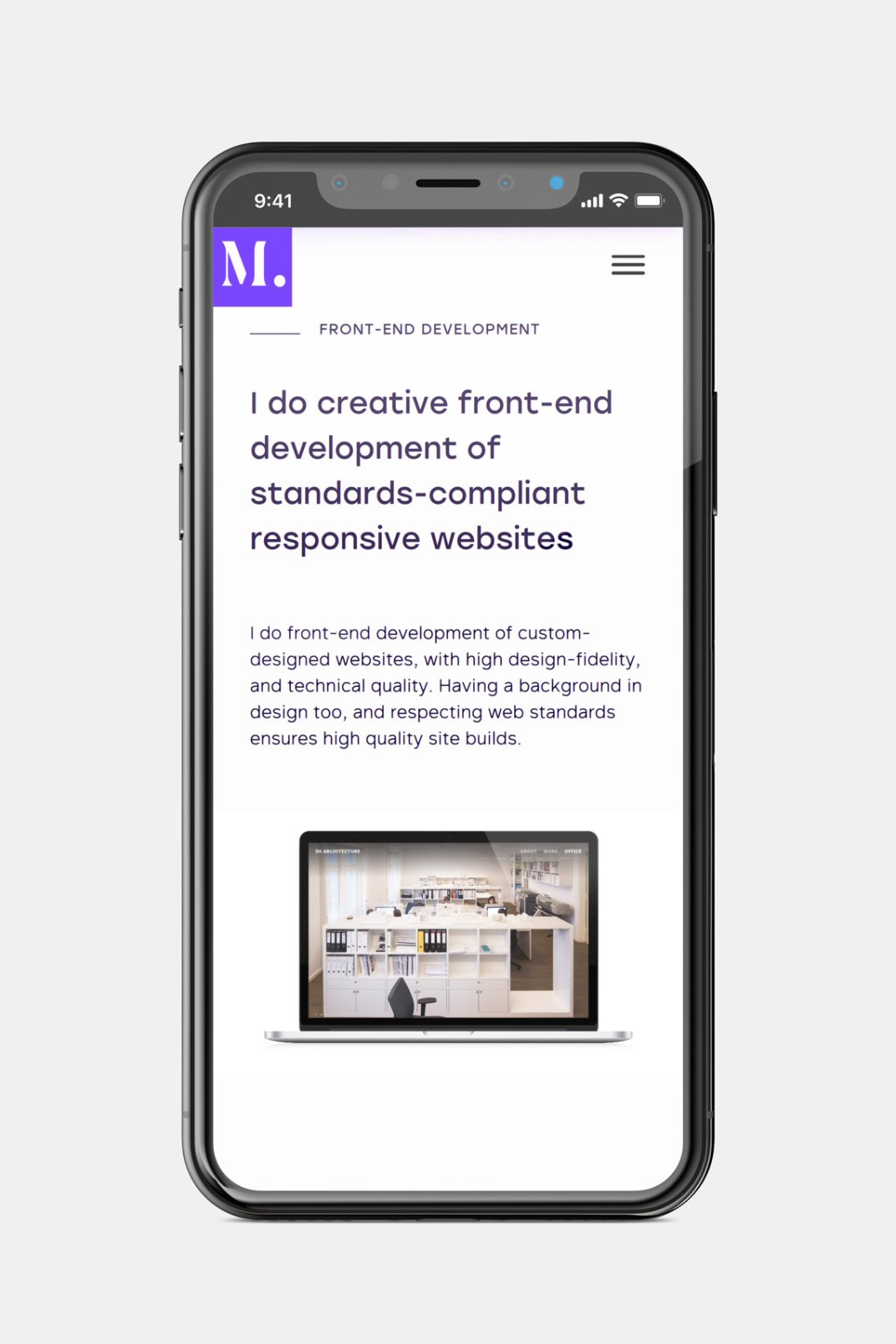 Márton Lente responsive web design web development page on phone