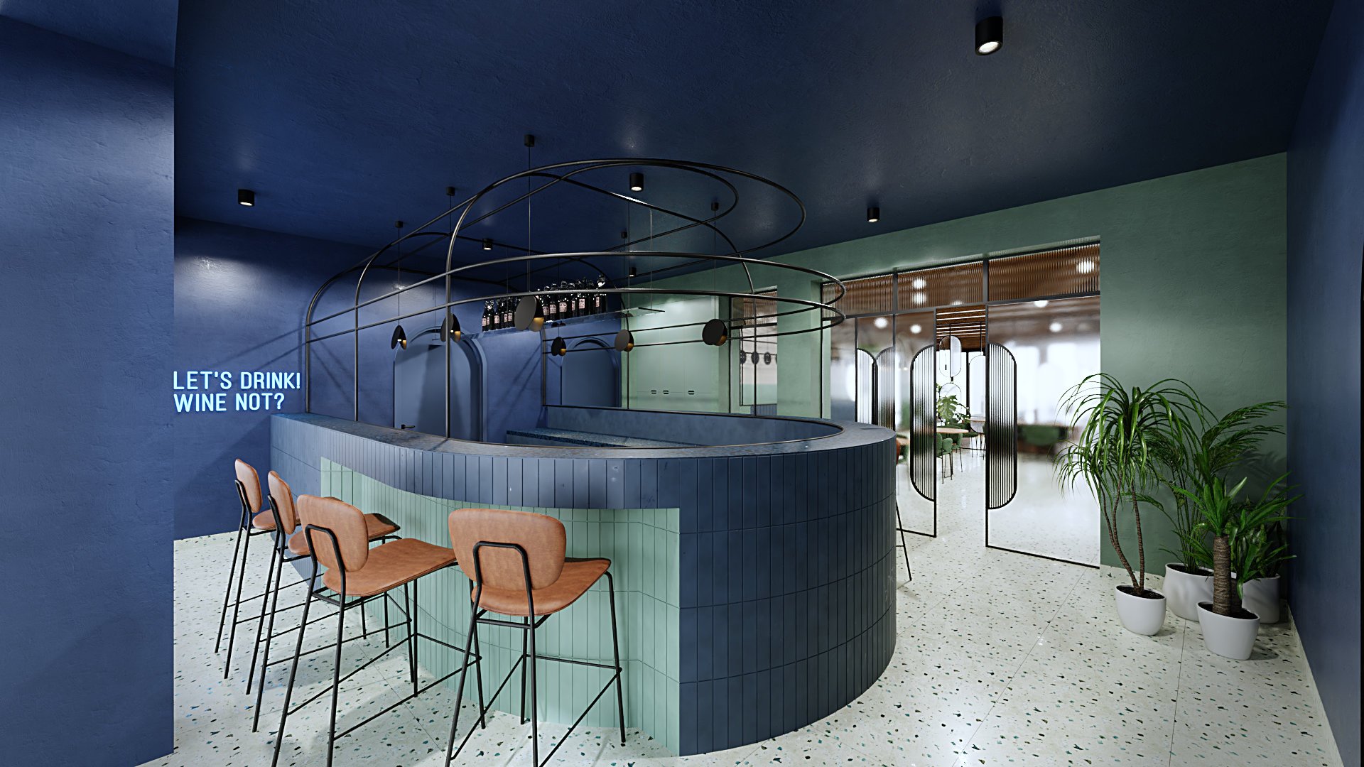 Restaurant La Nonna at Hévíz Hotel Aquamarin interior design visualization