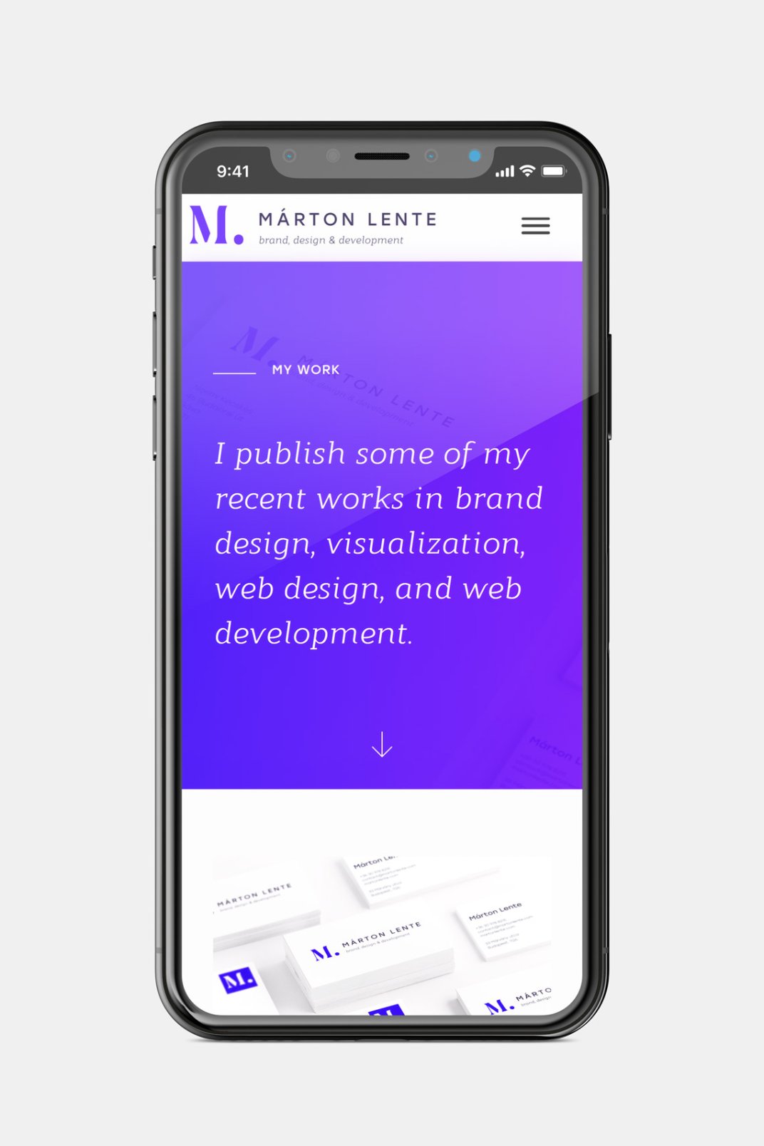 Márton Lente responsive web design my work page on phone