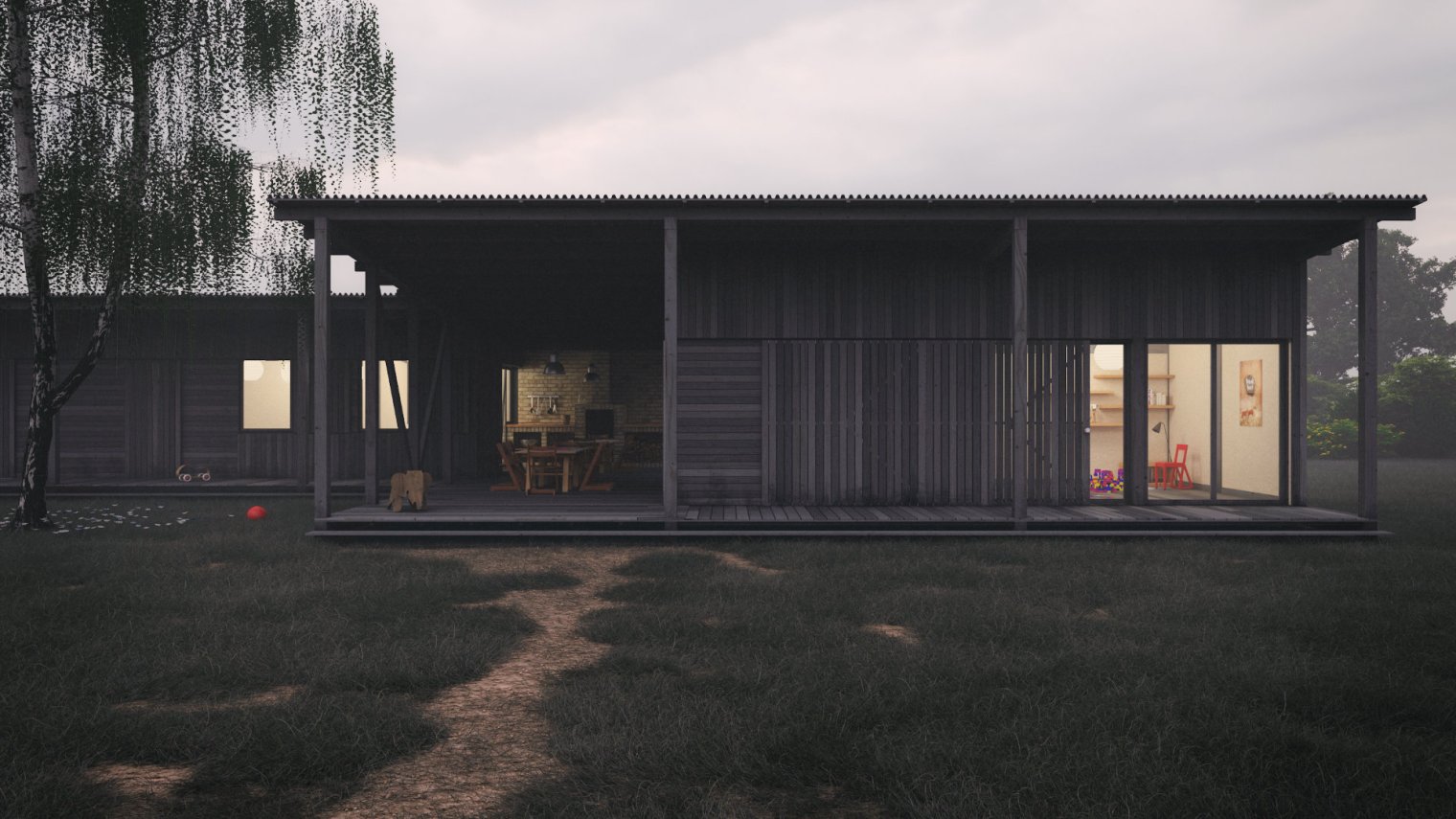 Clubhouse for therapeutic horse riding center visualization I made in 3ds Max
