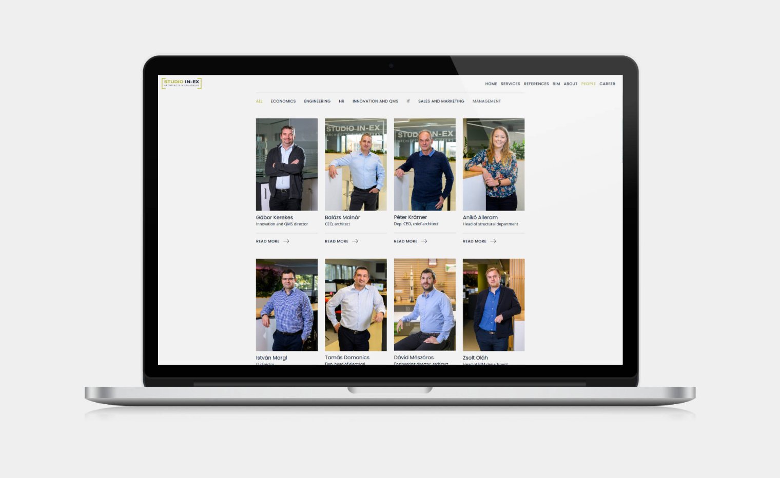 Designing business website’s ‘People’ page for laptop screens