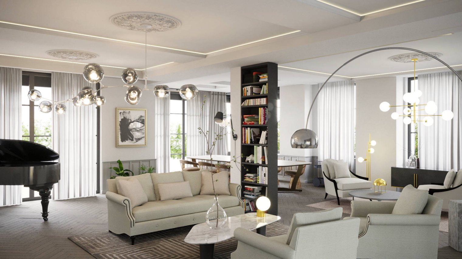 Luxury apartment creative interior visualization I made in Cinema 4D