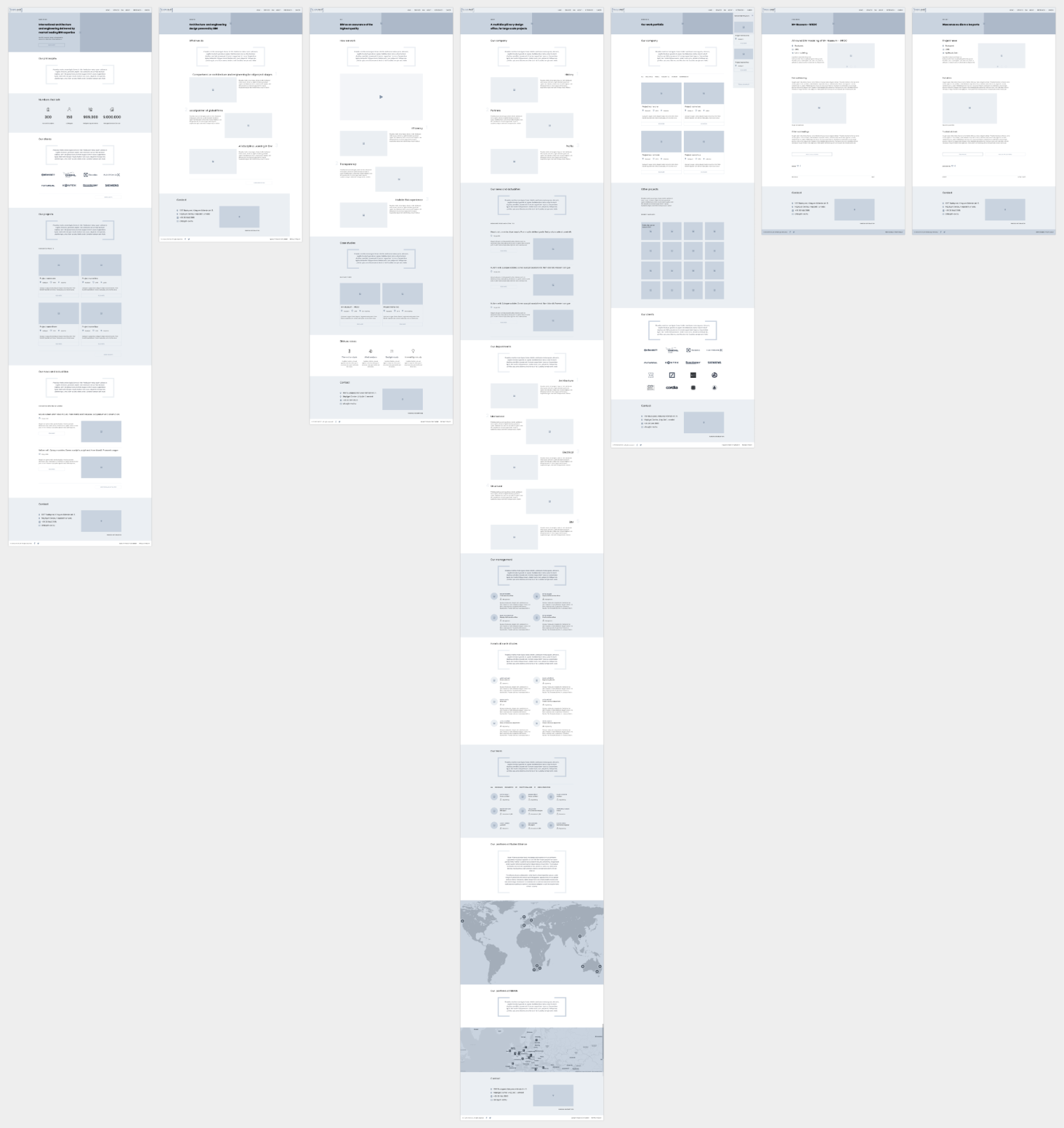 Designing wireframes for business website’s pages