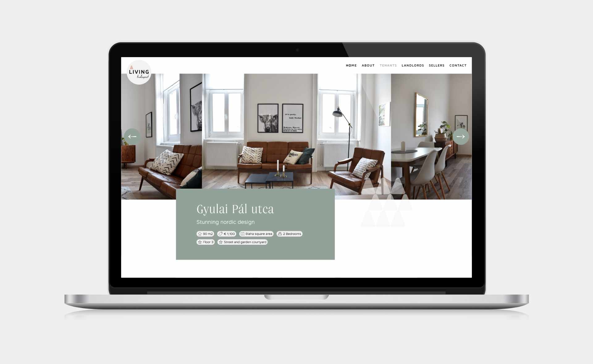 Living Budapest webportal UI design and development desktop single apartment page