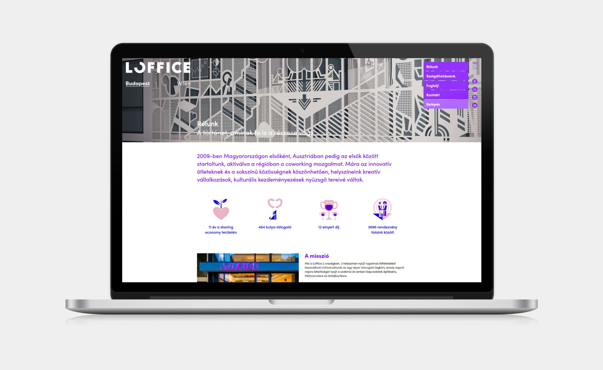 Custom designed webportal development for Loffice About page on desktop