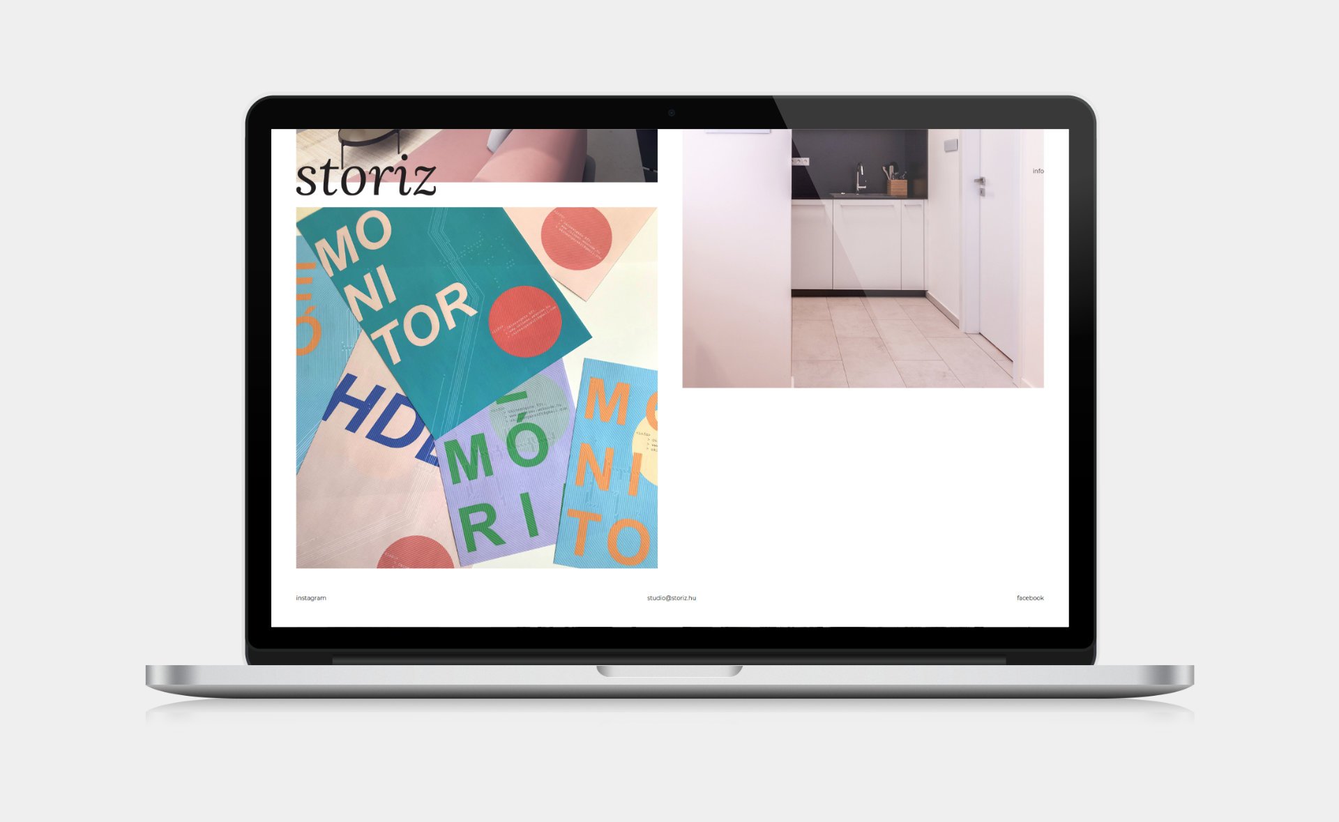 Custom designed website development for studio storiz Home page on desktop