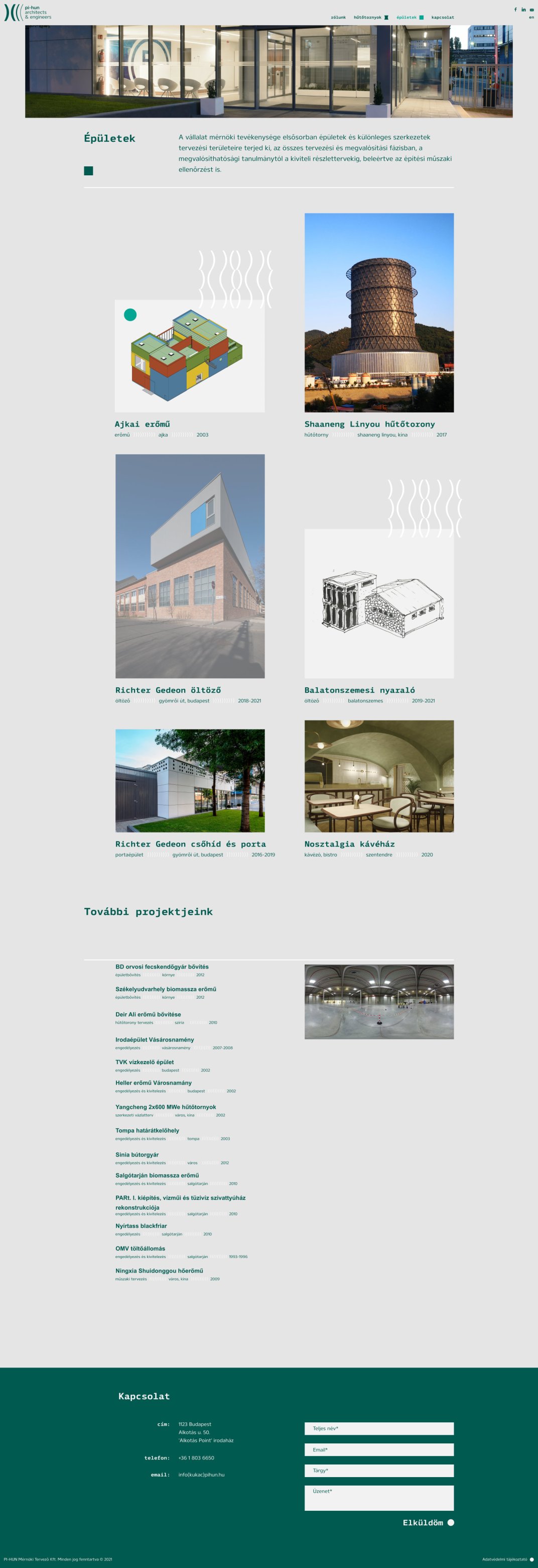 PI-HUN website UI design and development screen buildings