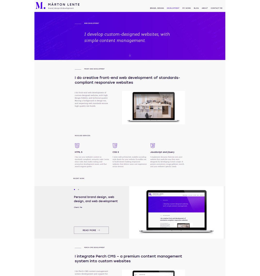Márton Lente responsive web design web development page screen
