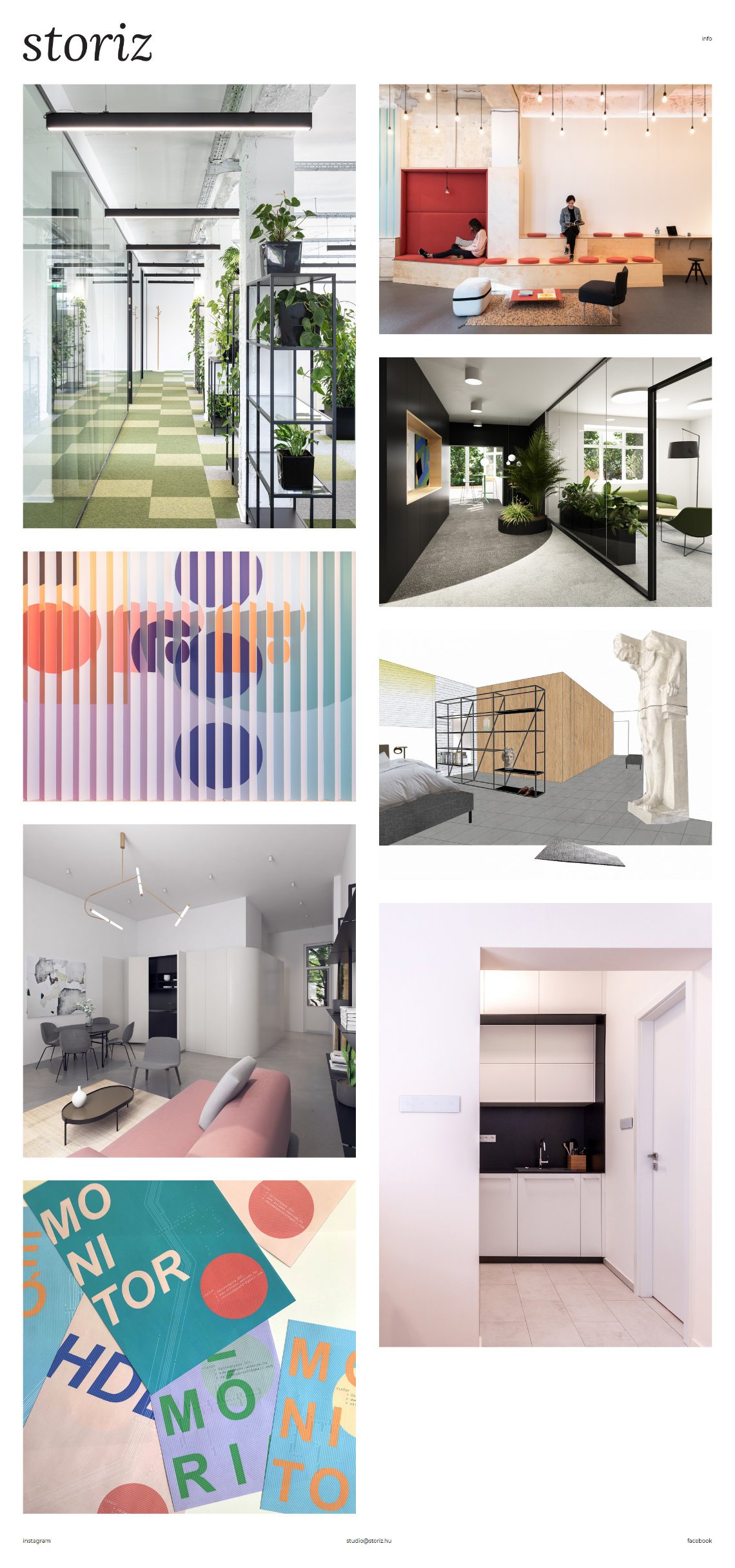 Custom designed website development for studio storiz Home page on desktop