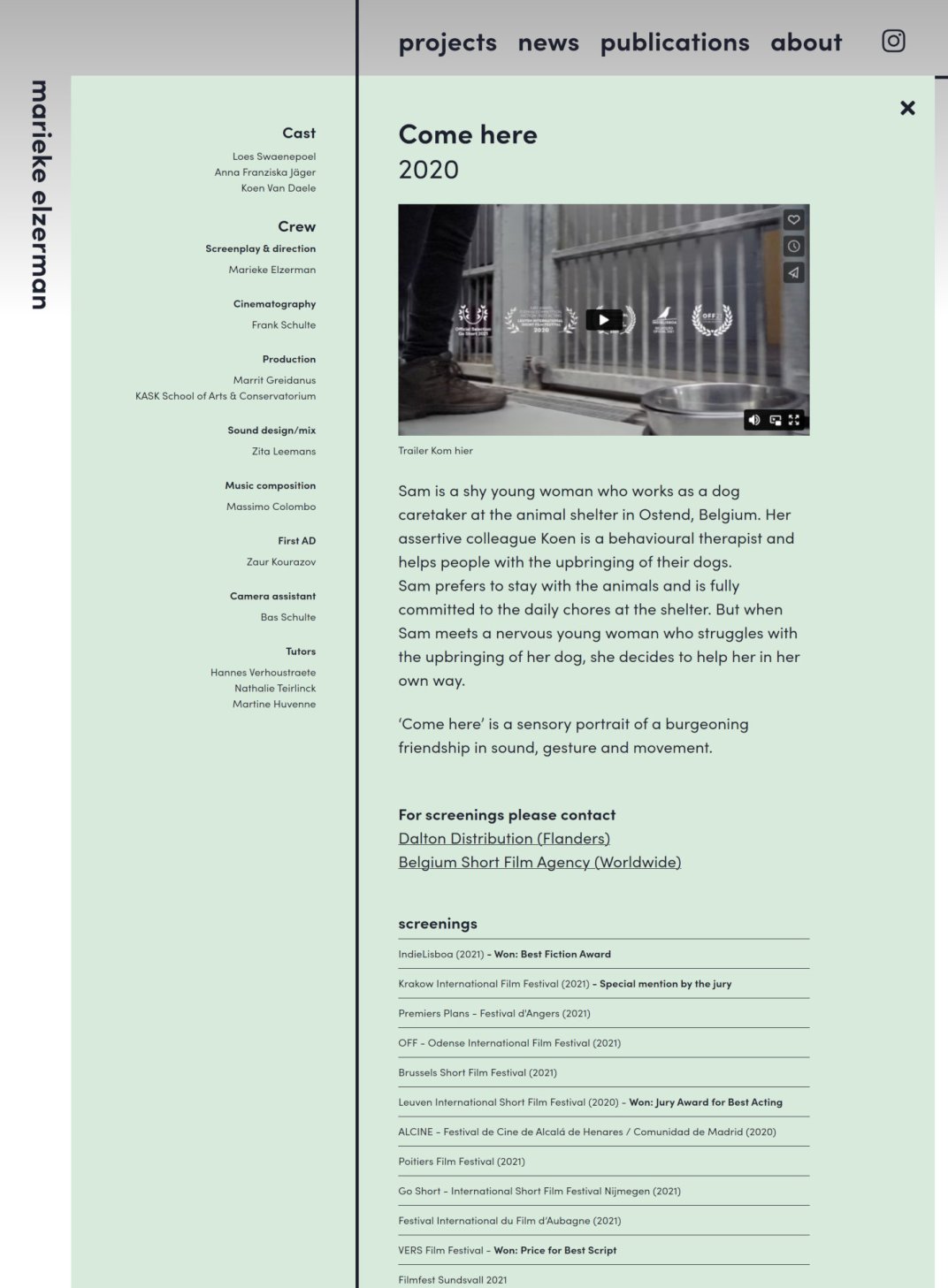 Marieke Elzerman filmmaker website screen -