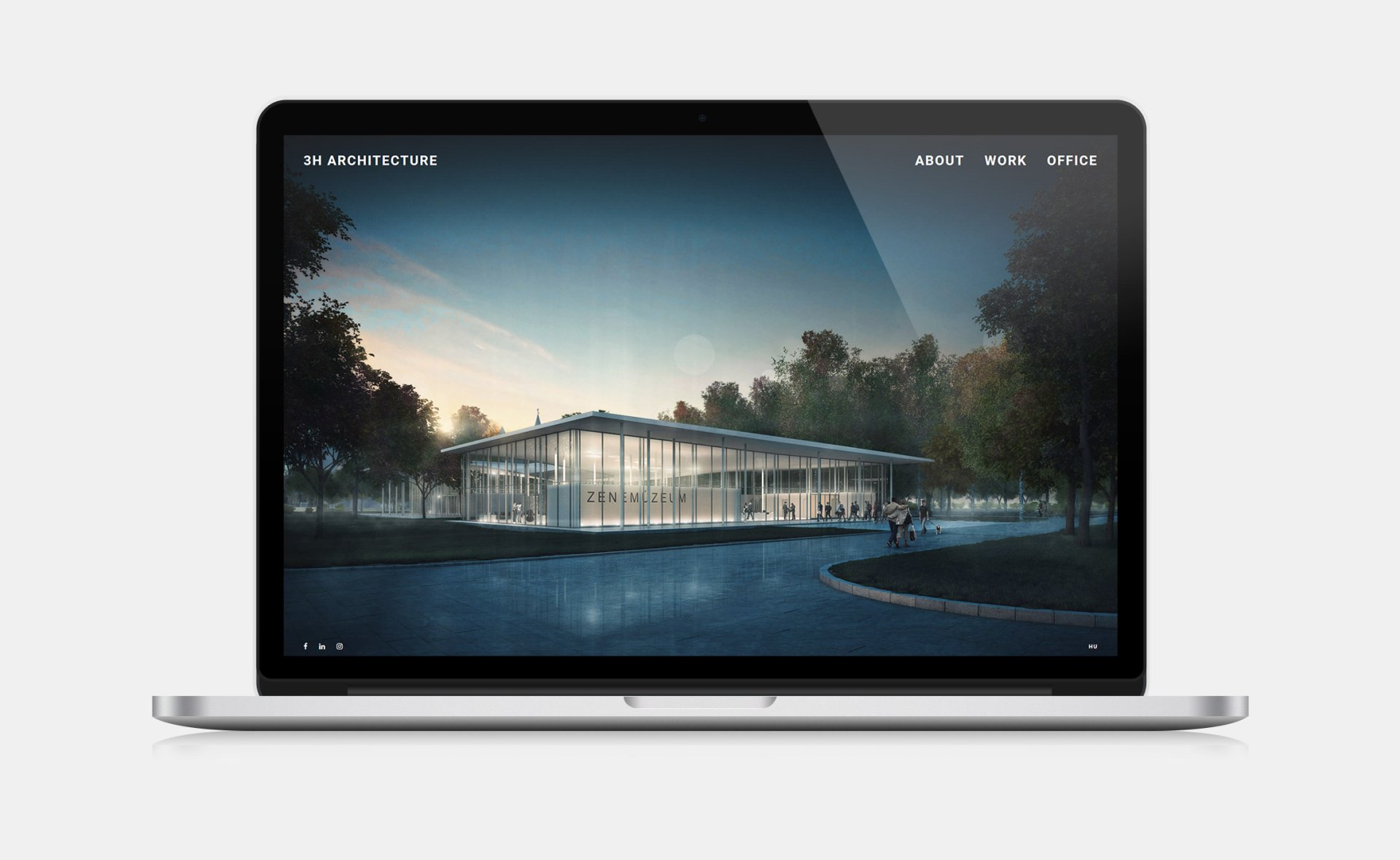 3h Architecture custom designed website development home page on desktop